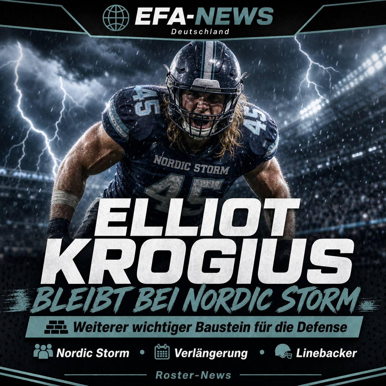 Nordic Storm verlängert mit Linebacker Elliot Krogius – Endzone Europe