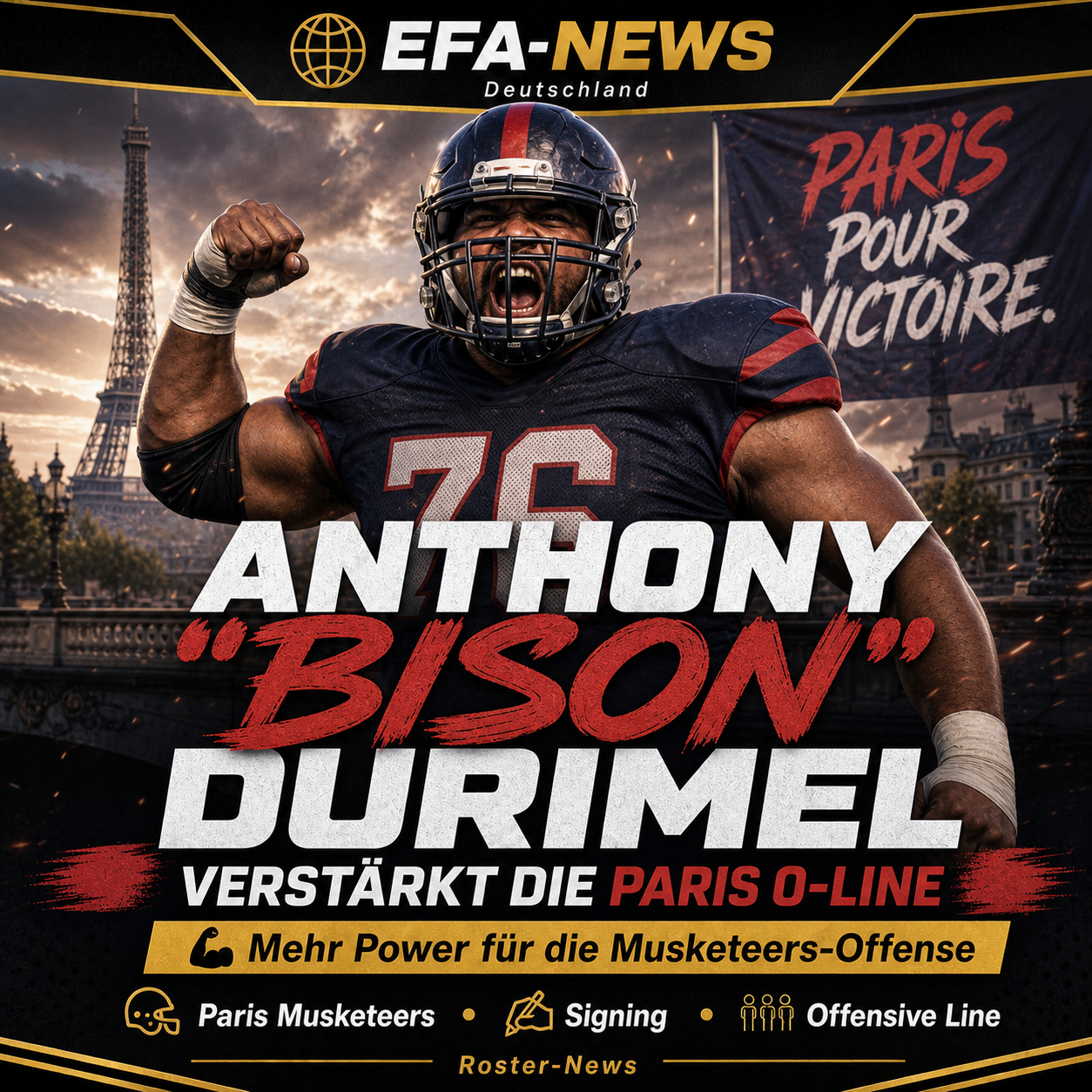 Paris Musketeers verpflichten Anthony „Bison“ Durimel – Endzone Europe