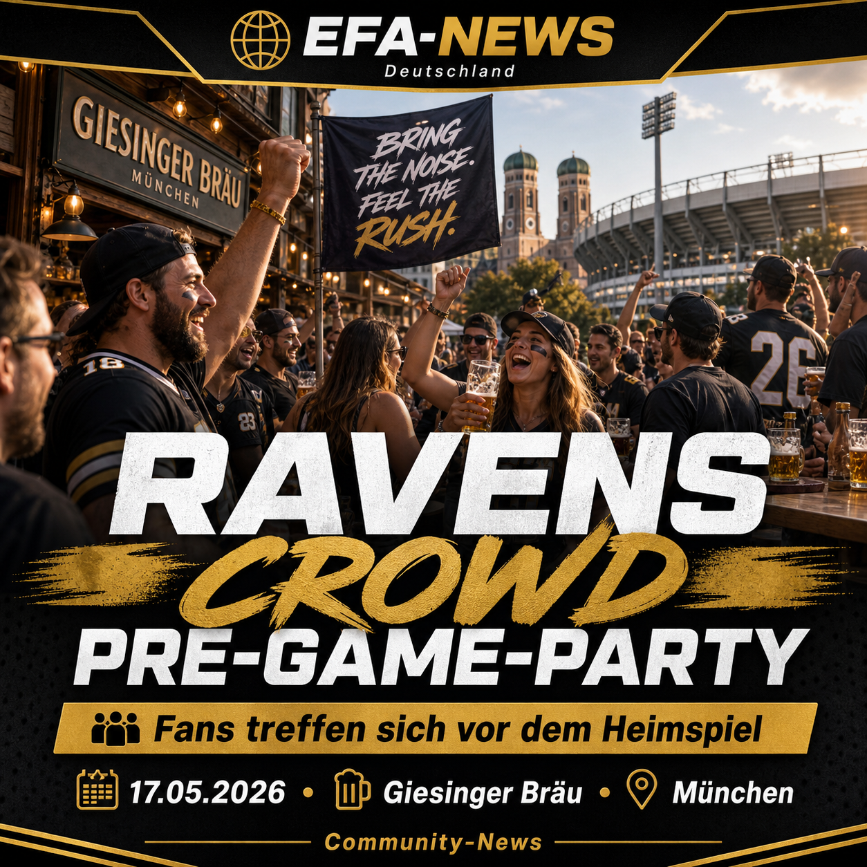 Ravens Crowd invita alla pre-game party al Giesinger Bräu – Endzone Europe