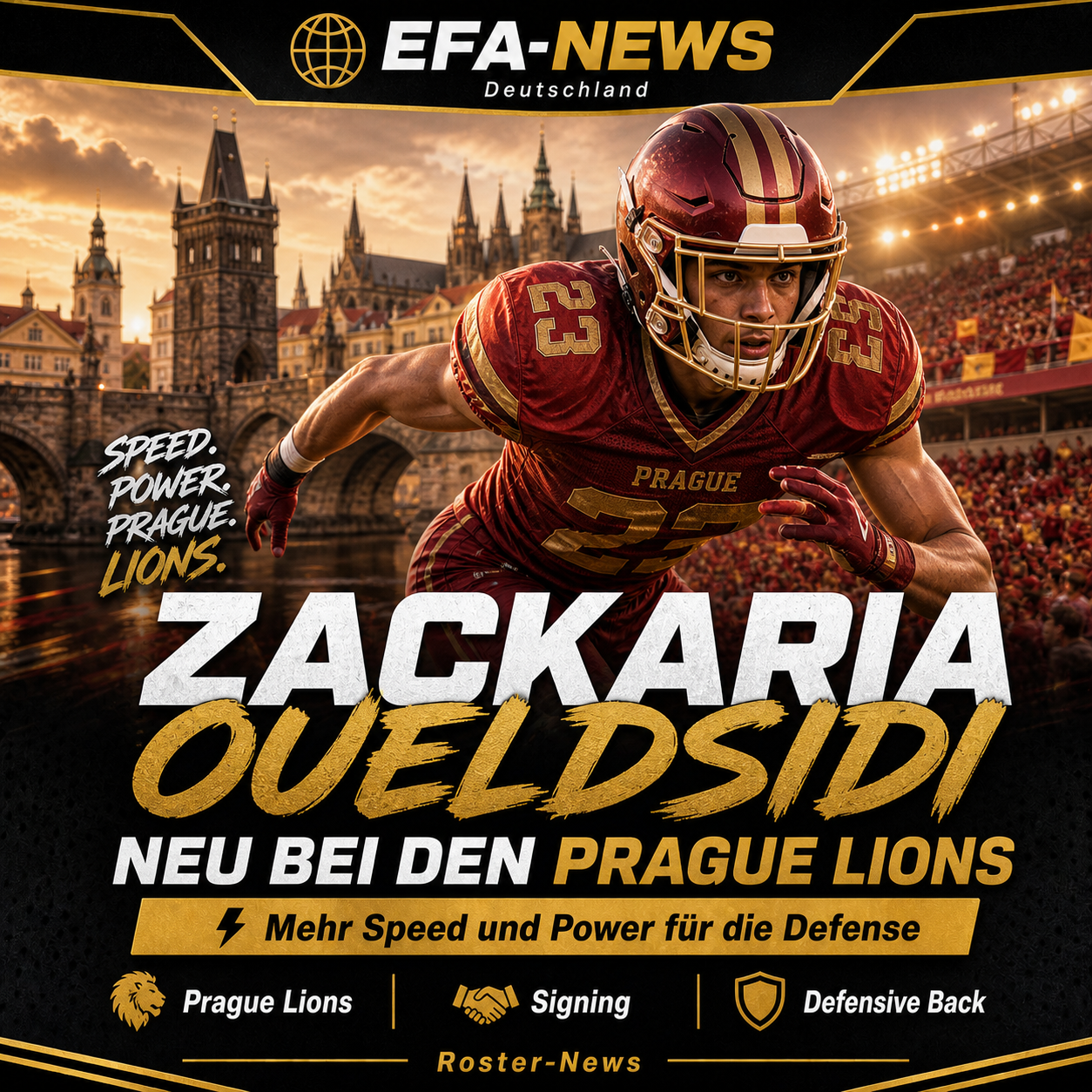 Prague Lions signe Zackaria Oueldsidi – Endzone Europe