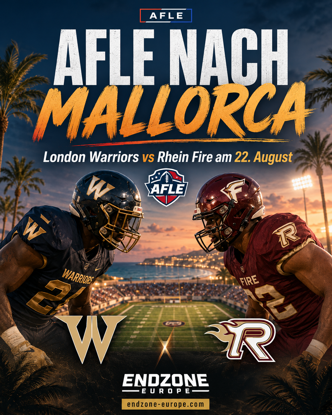 AFLE geht nach Mallorca: London Warriors gegen Rhein Fire am 22. August – Endzone Europe