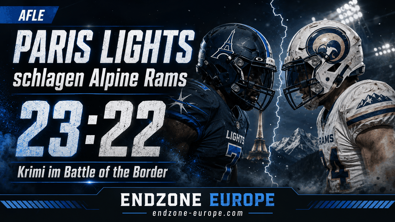 AFLE: Paris Lights gewinnen Krimi bei den Alpine Rams mit 23:22 – Endzone Europe