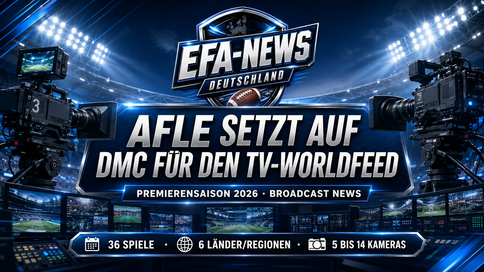 AFLE lässt internationalen TV-Worldfeed von DMC Production Germany produzieren – Endzone Europe