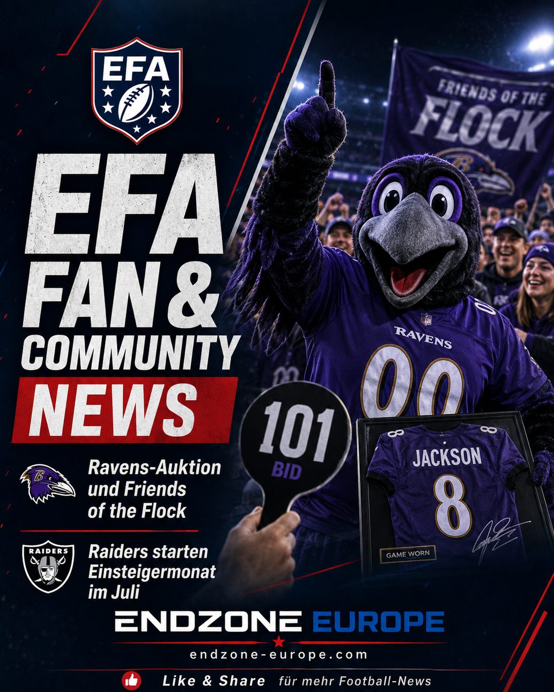 EFA Fan & Community News: Ravens auction, Friends of the Flock and Raiders beginner month – Endzone Europe