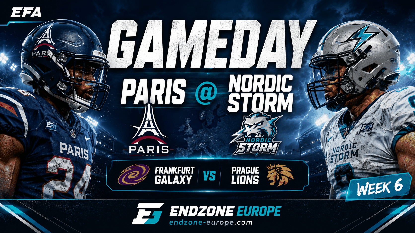 EFA-Gameday: Paris fordert ungeschlagenen Nordic Storm – Frankfurt unter Druck – Endzone Europe