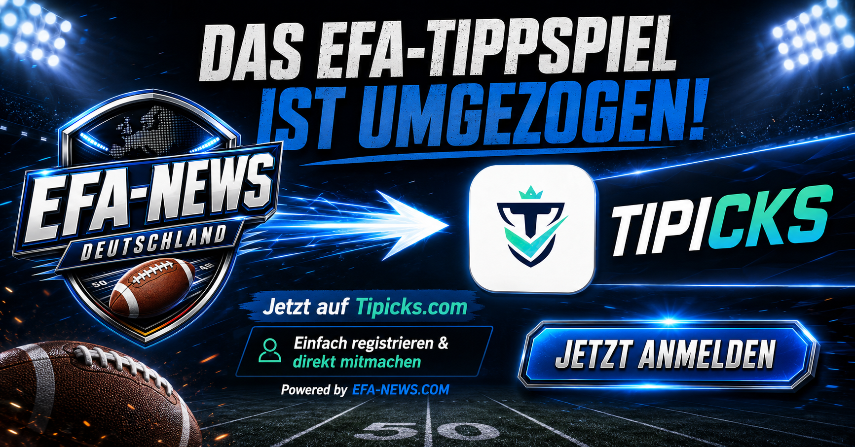 Das EFA-Tippspiel ist umgezogen – jetzt auf Tipicks mitmachen – Endzone Europe