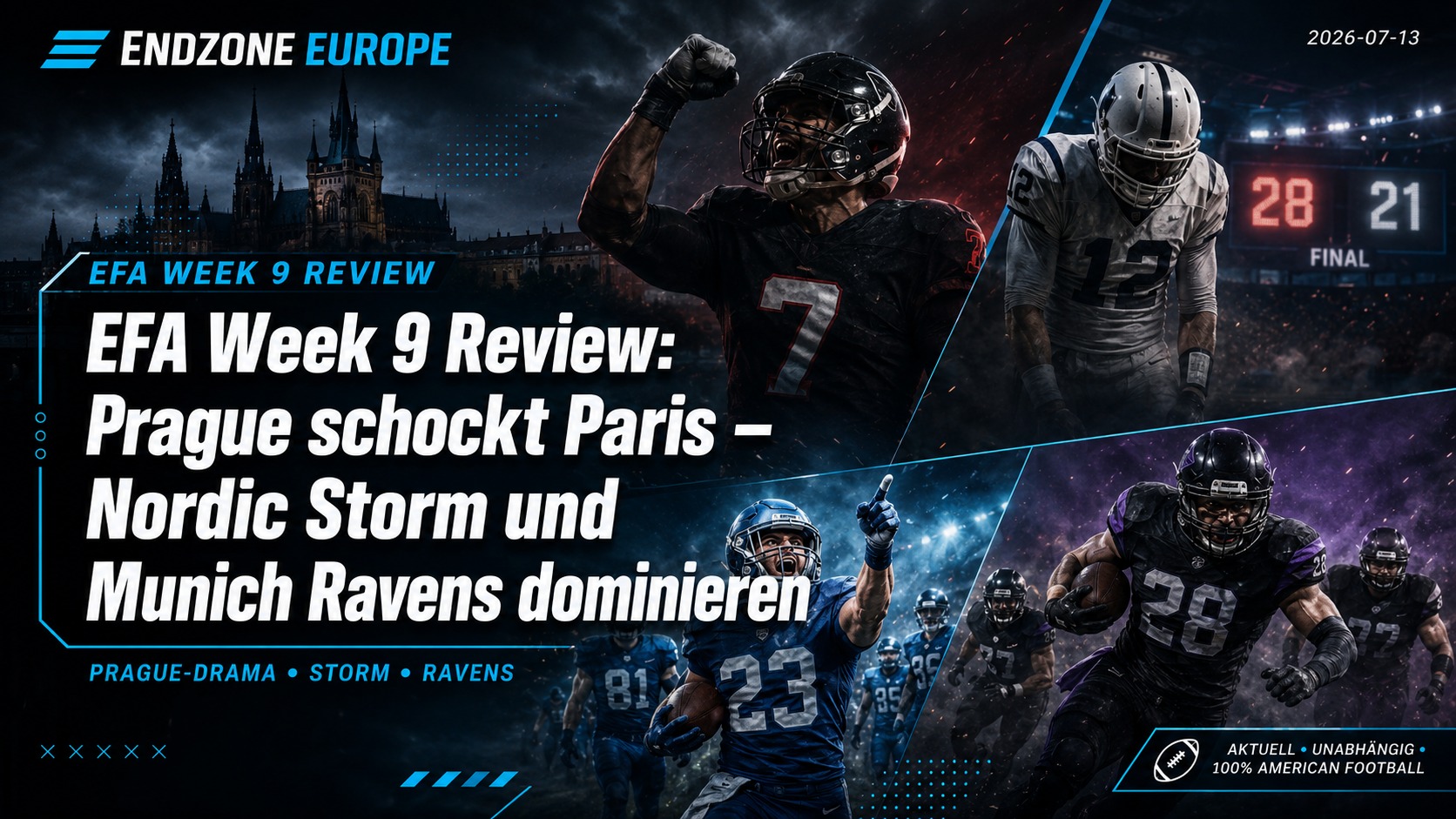 EFA Week 9 Review: Prague schockt Paris – Nordic Storm und Munich Ravens dominieren – Endzone Europe
