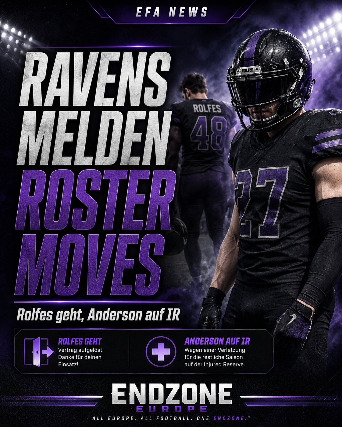 EFA: Munich Ravens melden Roster Moves – Roman Wahrheit ist zurück – Endzone Europe