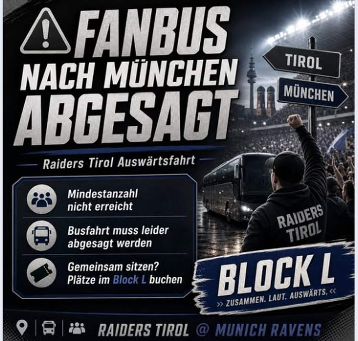 Raiders Tirol fan bus to Munich cancelled – Endzone Europe