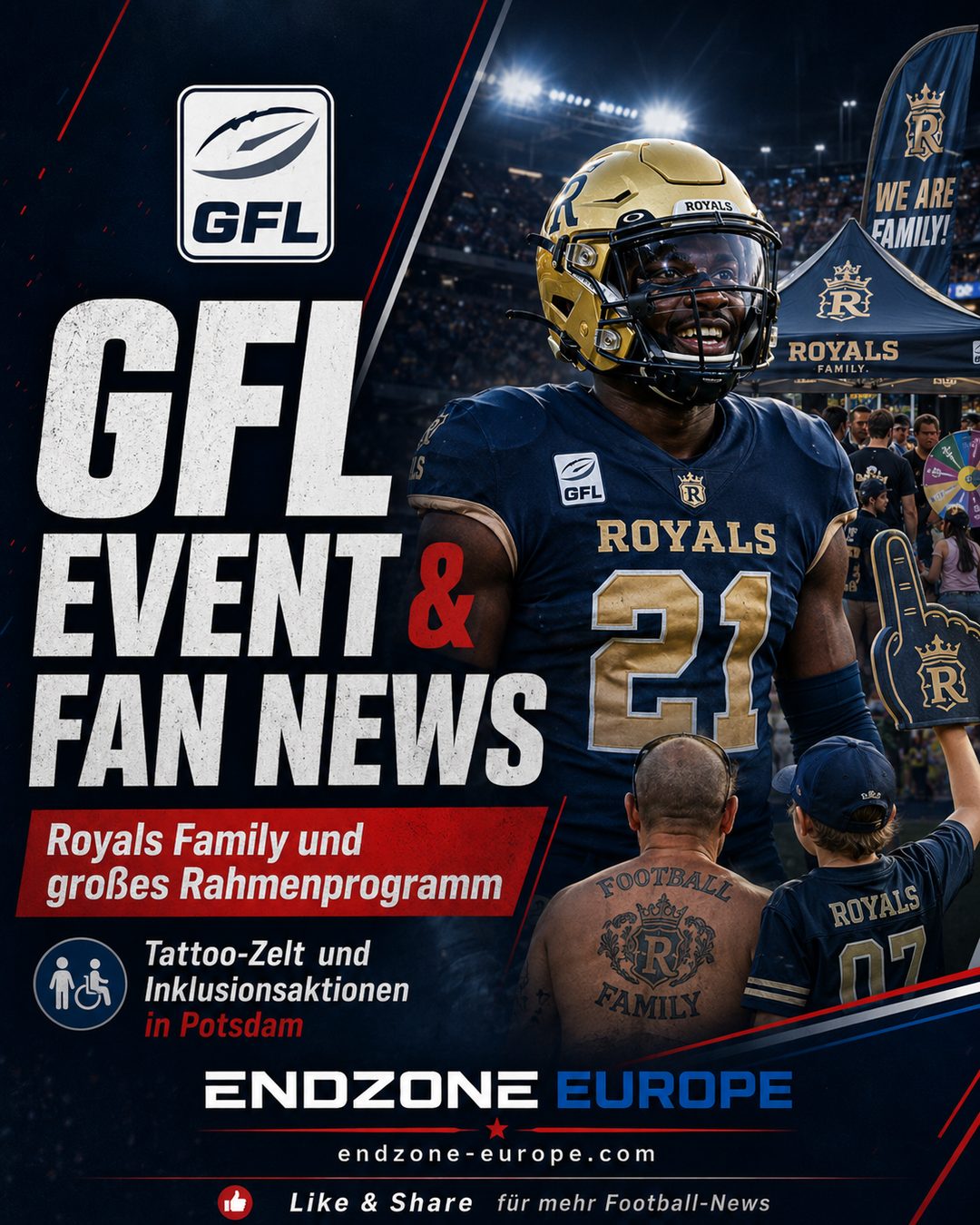 GFL Event & Fan News: Royals Family und großes Rahmenprogramm in Potsdam – Endzone Europe