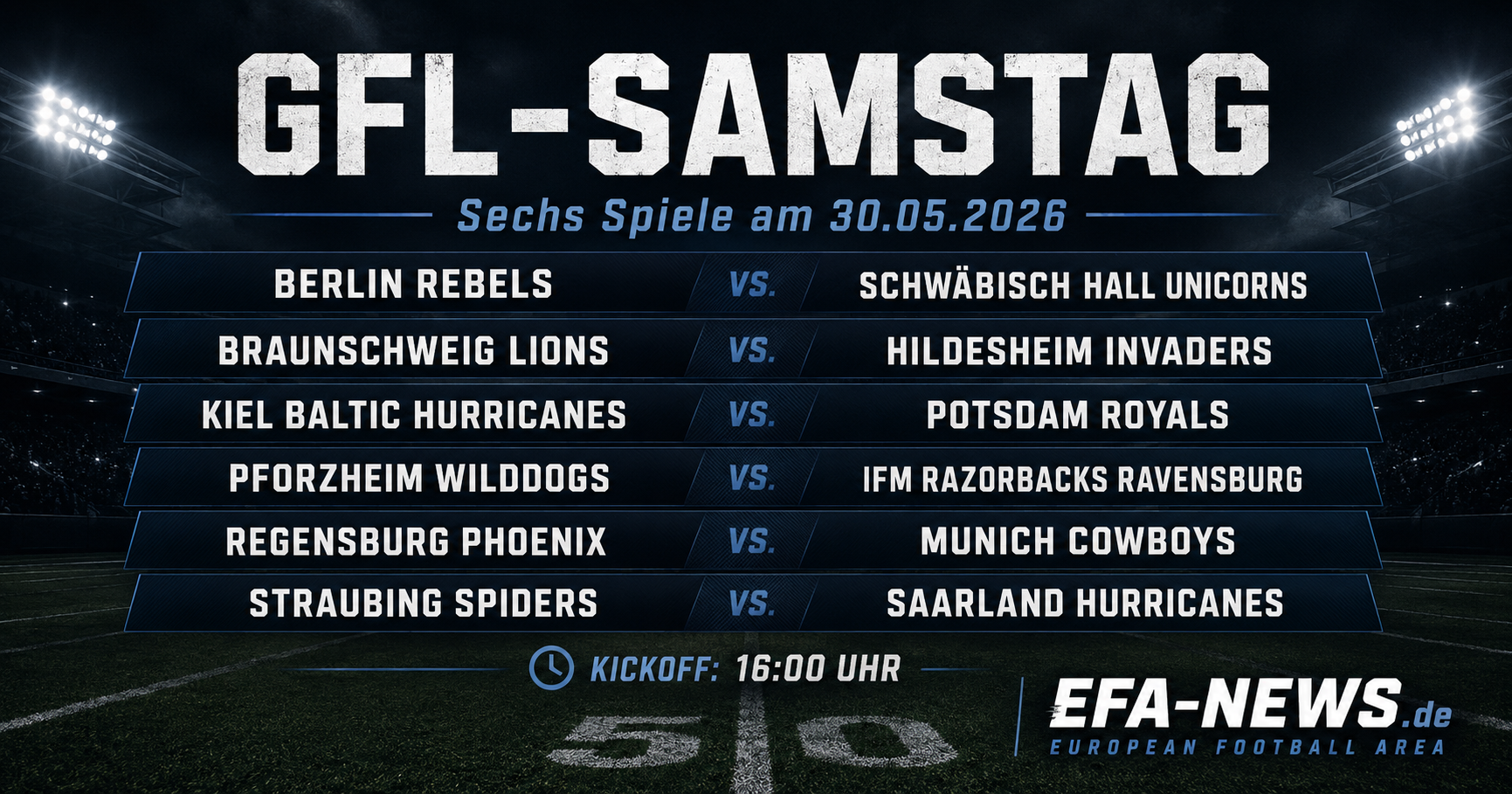 GFL-Samstag mit sechs Spielen: Serien, Favoriten und offene Rechnungen – Endzone Europe