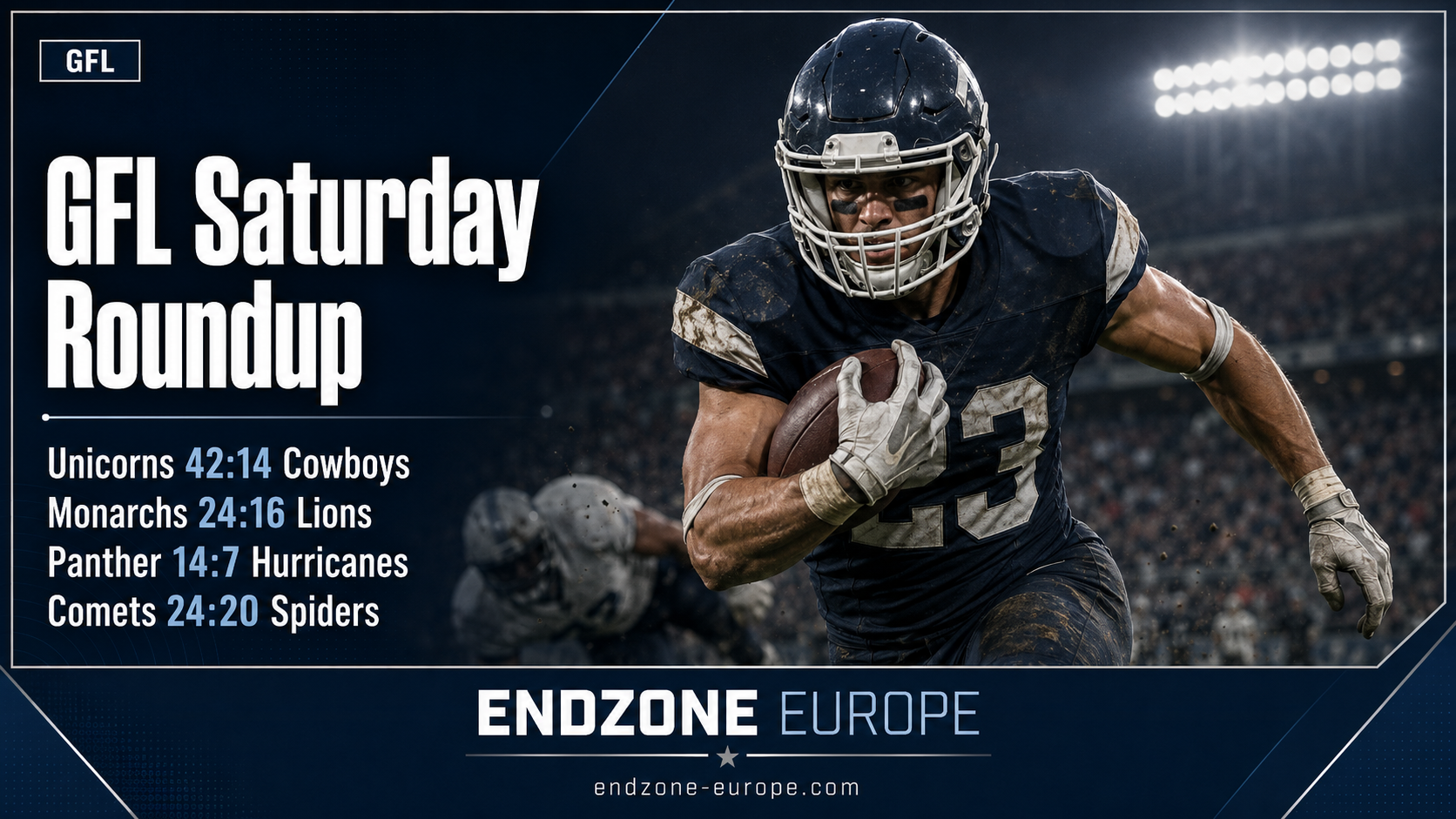 GFL-Samstag: Unicorns und Monarchs bleiben perfekt, Panther und Comets holen ersten Sieg – Endzone Europe