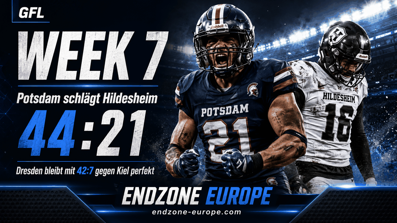 GFL Week 7: Potsdam schlägt Hildesheim – Dresden bleibt perfekt – Endzone Europe