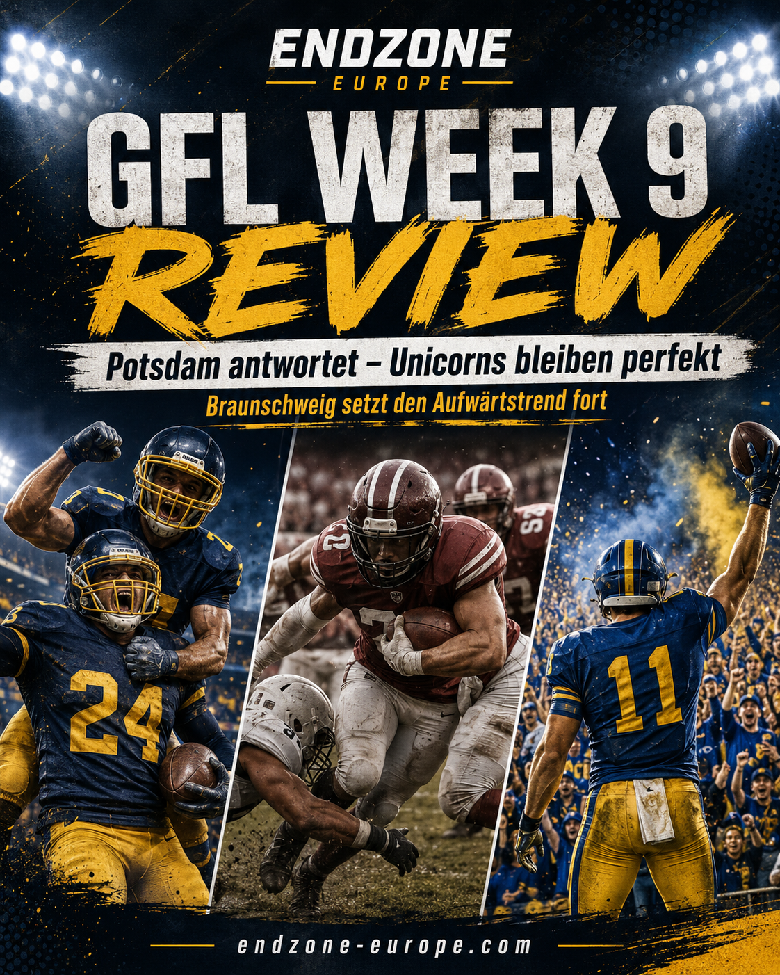 GFL Week 9 Review: Potsdam antwortet, Unicorns bleiben perfekt – Endzone Europe
