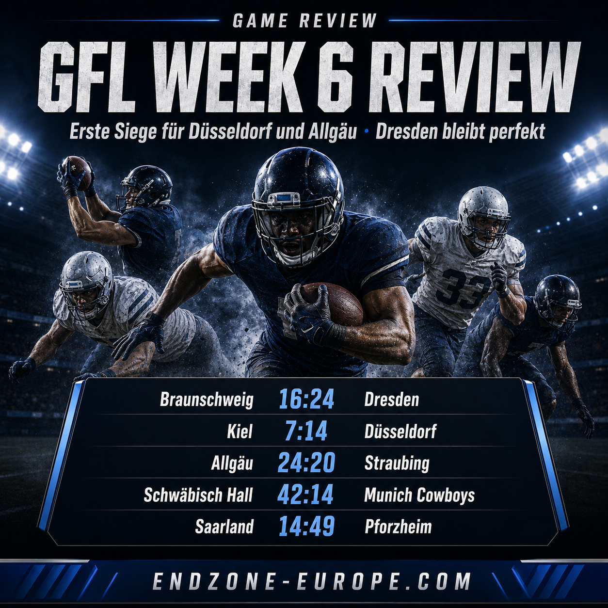 GFL Week 6 Review: Erste Siege, starke Favoriten und ein enger Kampf um Anschluss – Endzone Europe