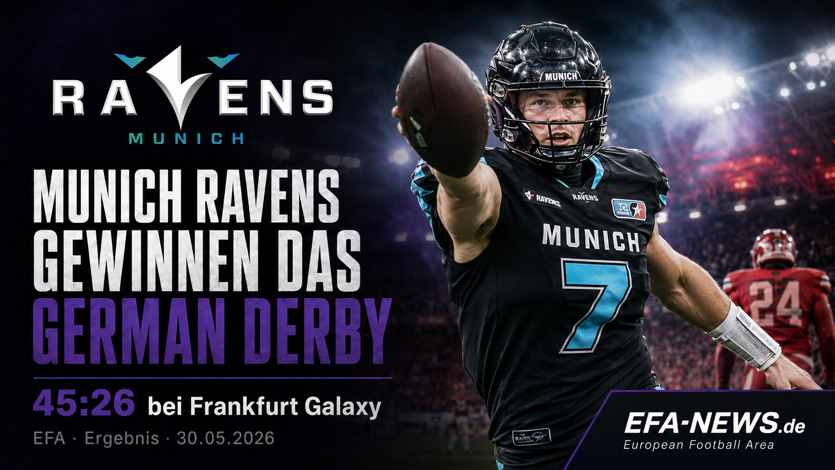Munich Ravens setzen Ausrufezeichen: 45:26-Sieg im German Derby bei Frankfurt Galaxy – Endzone Europe