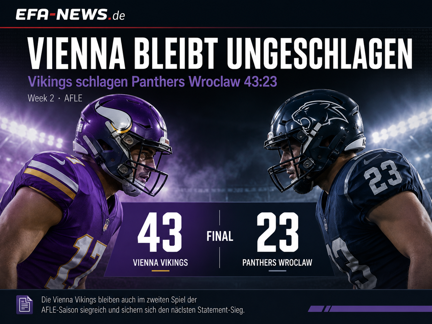 Vienna Vikings bleiben ungeschlagen – Panthers Wroclaw fordern den Favoriten – Endzone Europe